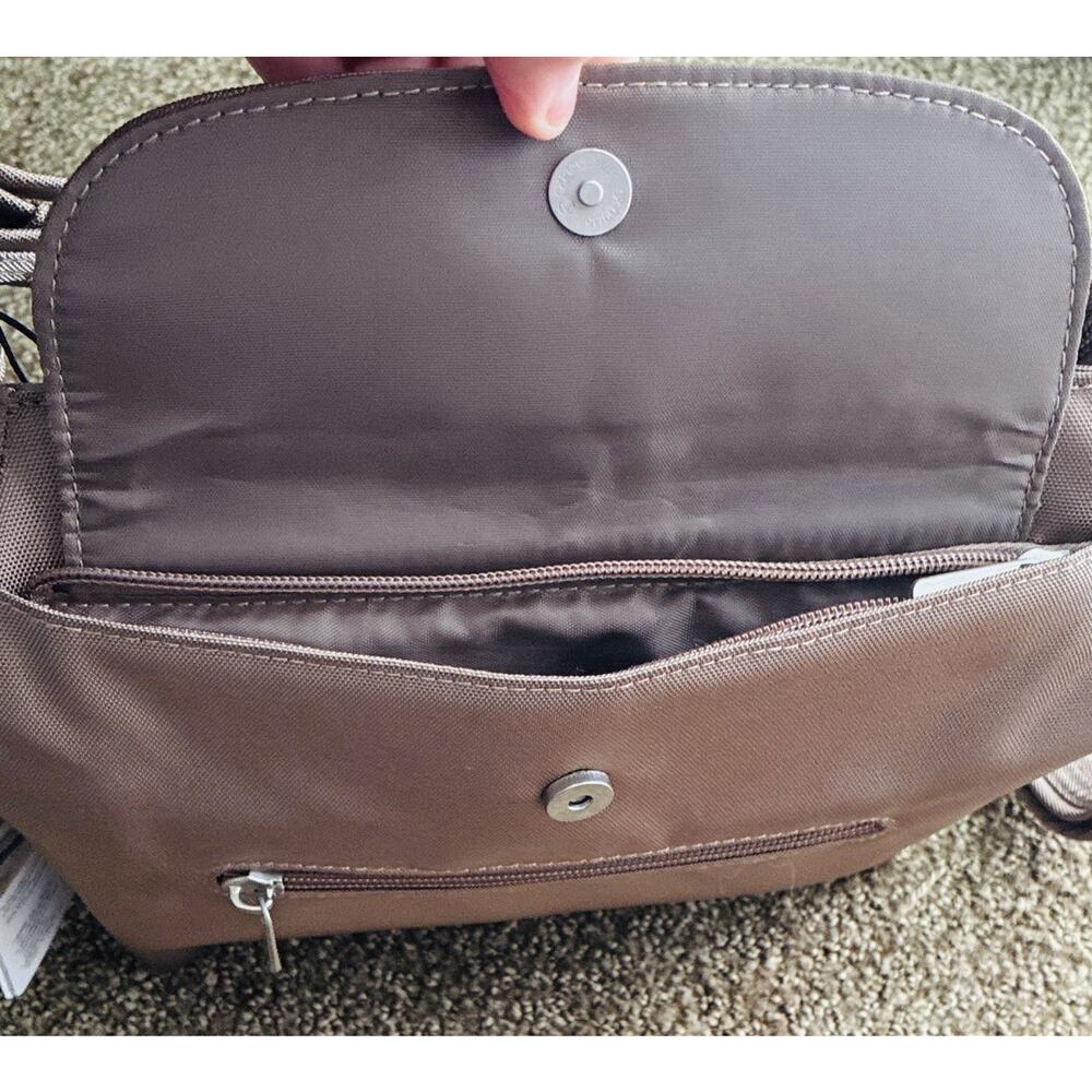Travelon 5 Point Anti-Theft Security System Tan Classic Mini Shoulder Crossbody - Picture 4 of 11